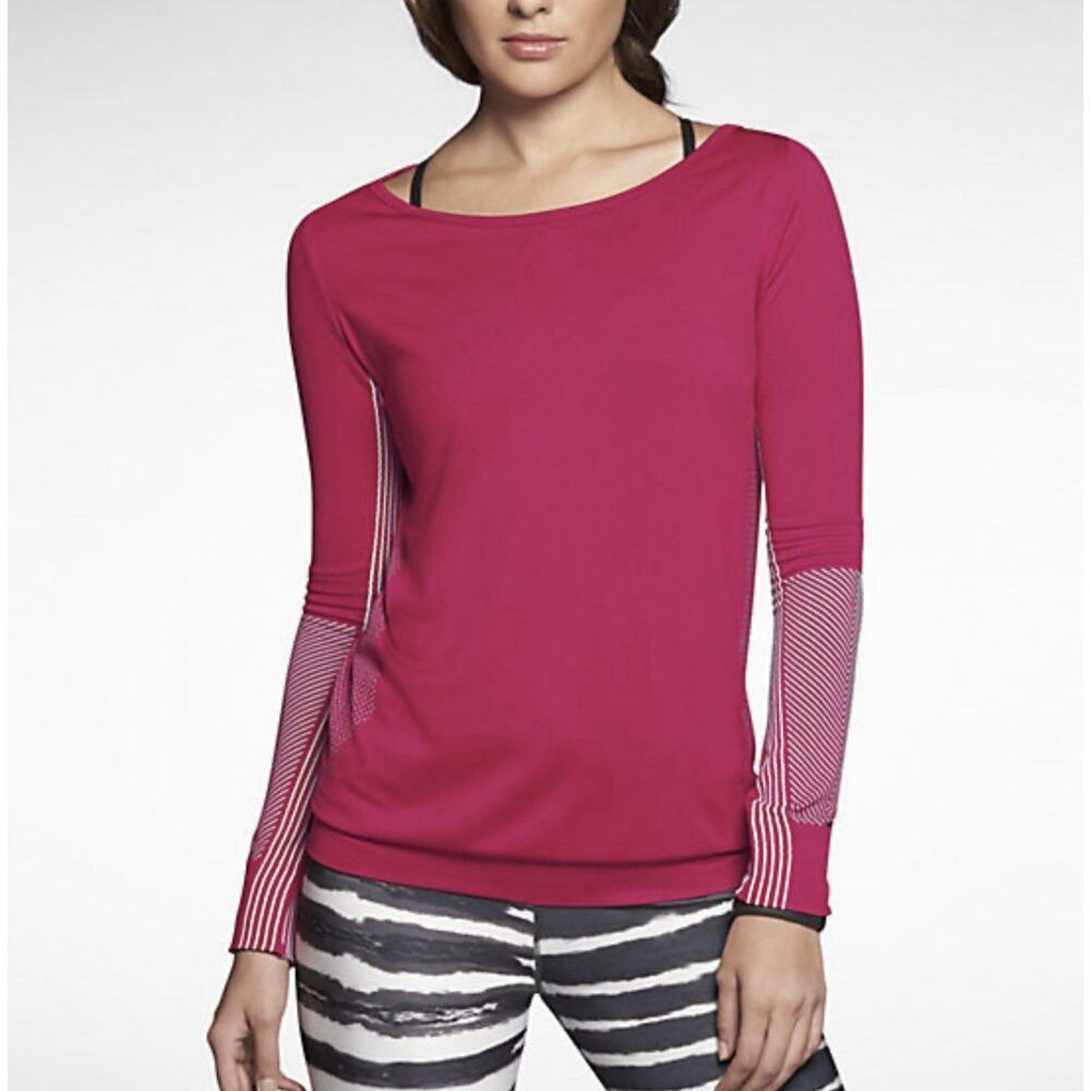 Nike Women's Knit Long Sleeve Crew Top Seamless Shirt‎ Fuchsia Dri Fit- Small